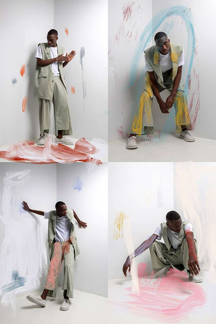 Pants, Jacket: Antonio Marcial
Shirt: Comme des Garçons
Shoes: Camper